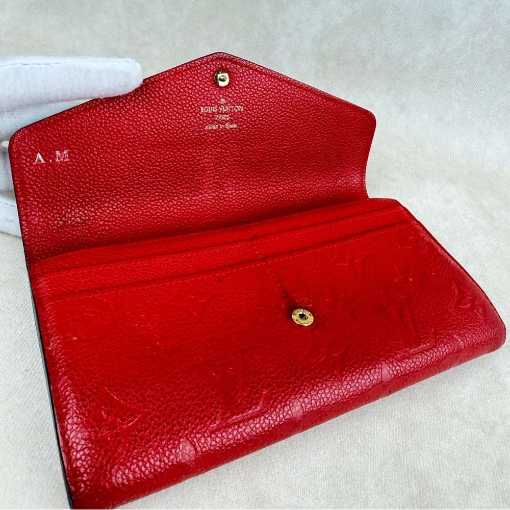 Louis Vuitton Red Empreinte Sarah Long Wallet GA2106 Initials A.M. - Picture 9 of 16